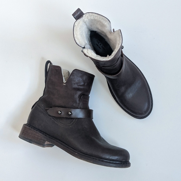 rag & bone Shoes - Rag & Bone Shearling Fur Lined Brown Leather Boots